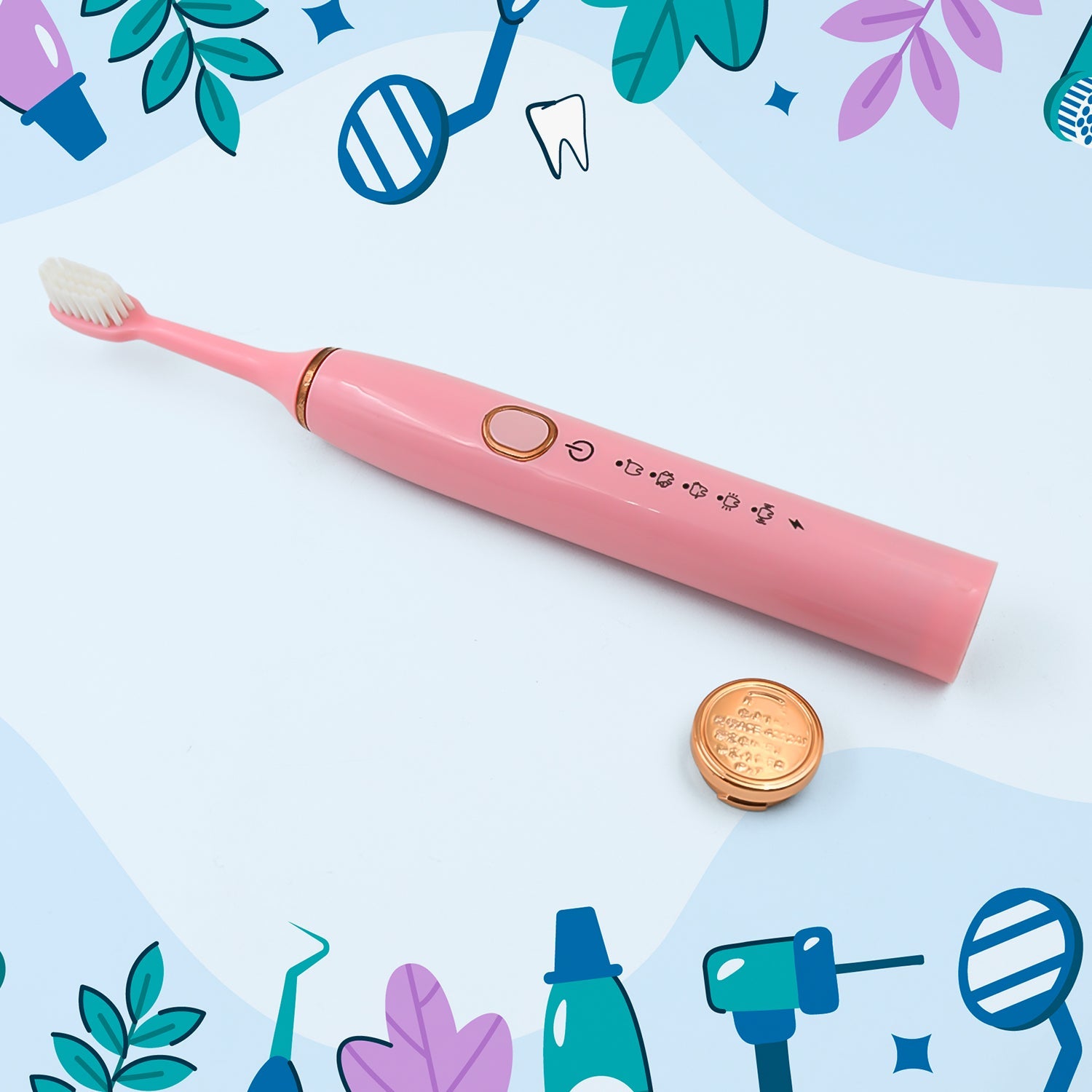 Adult Waterproof Electric Toothbrush With Extra 4 Toothbrush Head (1 Pc  Usb Charging Operated  Mix Colour)